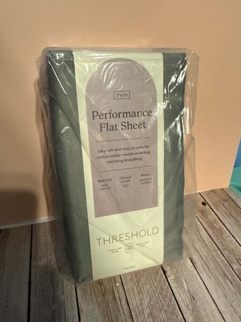 Threshold 400 Thread Count Performance Cotton Sateen Flat Sheet, Twin, Gray